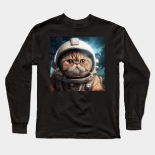 Astronaut Cat in Space - Exotic Shorthair Long Sleeve T-Shirt